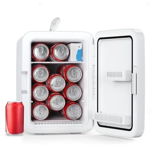 10L Small Size Mini Fridge - 12V Portable Fridge with AC/DC Dual Plug-in Adapters, Corded Plug, Removable Shelf for Custom Storage, Fast Cooling Beverage Appliance for Dorm Users/Office