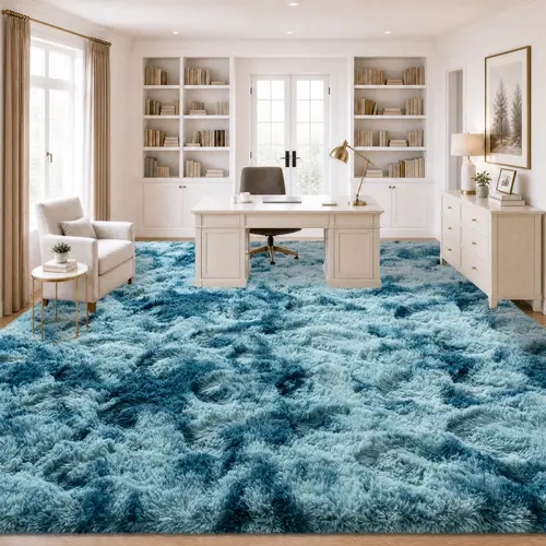 REZUTAN Super Soft Polyester Fiber Fluffy Area Rug - Cozy Decorative, Fuzzy Non-Slip with 4 Free Anti-Slip Stickers, Indoor for Living Room, Bedroom, Cozy Decorative Rug, Fluffy Area Rugs