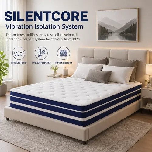 Fvbeaya 10-14 in Premium Memory Foam Hybrid Spring Mattress - Fiberglass-Free Knit Fabric, Medium Firm, Ergonomic Pressure Relief, Cool Breathable, Motion Isolation, Vacuum Rolled, Durable, Queen Size with Twin/Full/King Options, Mattress in a Box, Cool B