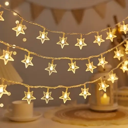 Star String Lights,  LED Plug in String Lights Warm White Fairy Lights for Christmas/Wedding/Party Indoor and Outdoor Decoration