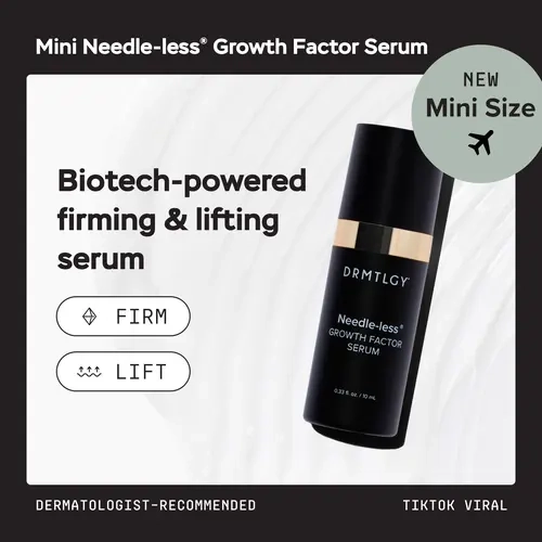 DRMTLGY Travel Size Needle-less Growth Factor Serum 0.33 fl oz - Biotech-Powered Serum Lifts and Firms Skin with Peptides, Ceramides, and Hyaluronic Acid