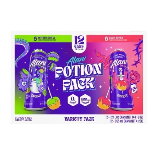 Alani Potion Pack - Witches Brew & Ruby Fruit 12-Pack Bundle, Packaged Energy Drink Beverage