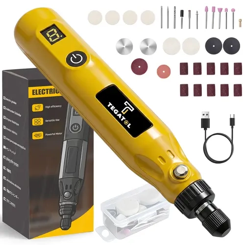 Cordless Rechargeable Electric Nail Drill Full Kit - 20000RPM File, Rechargeable Cells, Sanding Supplies for Manicure, Pedicure, Nail Care (Home Use)