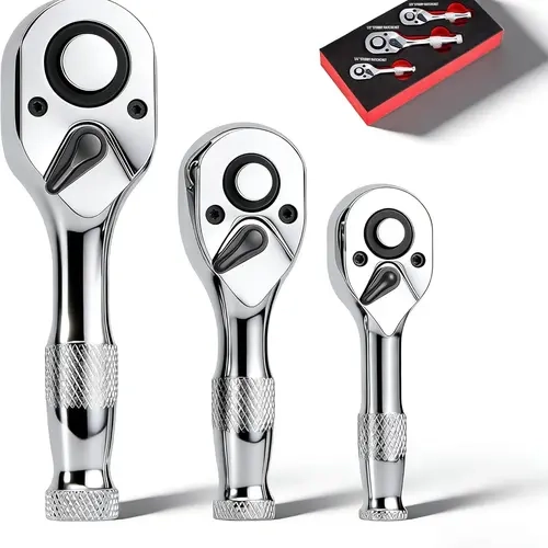 【PM】Ratchet Set, 1/4", 3/8", 1/2" Drive Ratchet Stubby Handle Wrench, 72-Tooth Quick-Release Reversible Wrench Set, Professional Hand Tool,Blackfriday,Christmas Gift