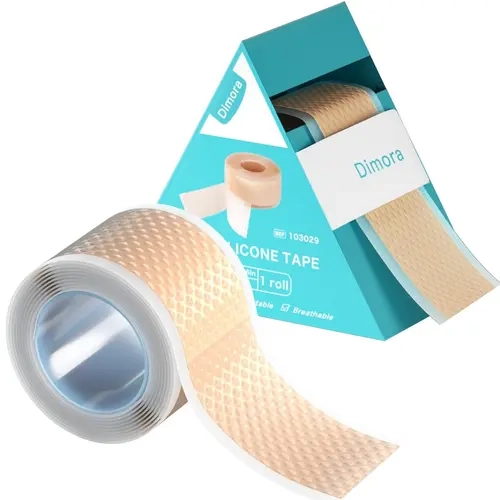 (HSA/FSA Eligible) Dimora Medical Silicone Tape - Hypoallergenic First Aid Tape with Easy Tear Design, Pain-Free Rem., Sensitive Skin Safe, No Residue (1.6in x 59in), Healthcare