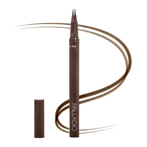 Palladio Dual-Tip Brow Ink Micro Pen - Pen-Shaped Eyebrow Pencils for Natural Brows, Ultra-Fine Hair-Stroke Application, Buildable Lightweight Smudge-Proof Color with Vitamins + Aloe, Vitamin B5 & E for Conditioning