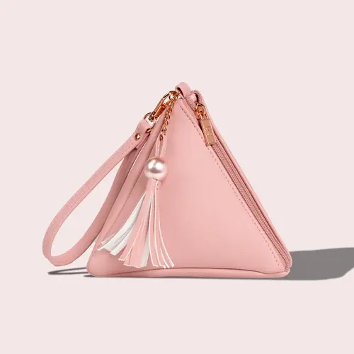 Women's 3D Triangle Clutch Wristlet Wallet - LYS Elegant Purse, Stylish Clutch, Compact Versatile Synthetic Bag with Wrist Strap