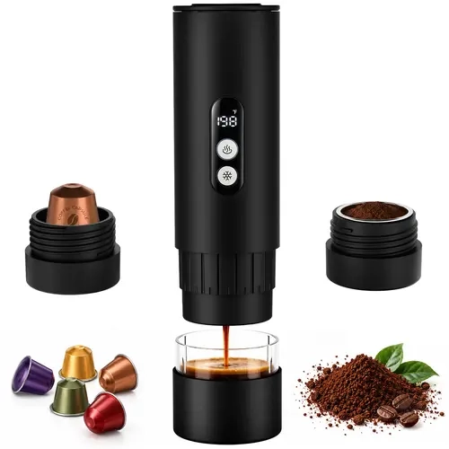 Electactic 15-Bar Press Compact Wireless Coffee Making Machine, Self-Heating 3-in-1 Brewer for Capsules & Ground Coffee, USB-C Rechargeable for Camping, Travel