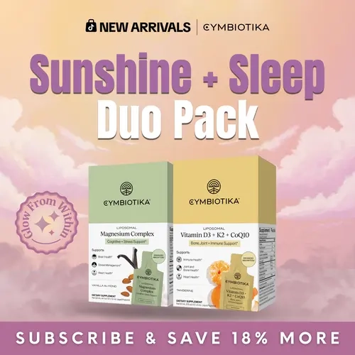 Sunshine + Sleep Duo Pack | 12*2 Packets | Liposomal Magnesium Complex + Vitamin D3+K2 | Sleep, Bone & Immune Support Bundle – 12-Pack Each