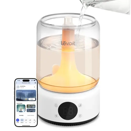 LEVOIT NeoClassic 450S Smart Humidifier, 4.2L Top Fill Cool Mist for Large Room (Up to 432 Ft²), App Control, Custom Humidity, Night Light, Baby Safe, US Plug