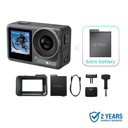 Xtra Edge Action Digital Camera for Adventure Phot. & Vlogging, 1/1.3" Sensor, 4000p Cinematic Video, Hyper Stabilization, 52 Ft Waterproof Underwater Action Cameras, 3-Hour Built-In Batt., Universal Mount, Quick Mount Compatibility