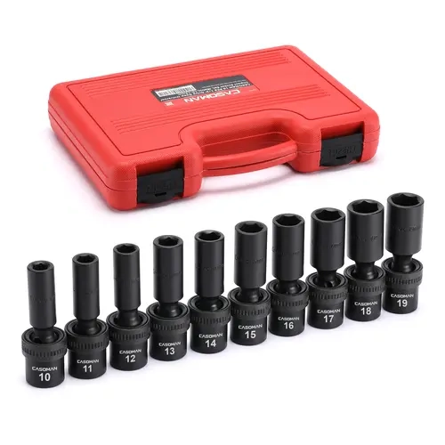 10-Piece 1/2" Drive Deep Universal Swivel Socket Set, Chrome Moly Metric 10-19mm Mechanic Tools, Car Accessories, Ratchet & Socket Sets, Metric Impact Options, Tool Box Add-on, Deep Socket sohochic #toolupgrade