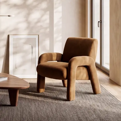 COLAMY AURA Accent Chair Fully Upholstered Velvet Comfy Chair - Living Room Indoor Furniture