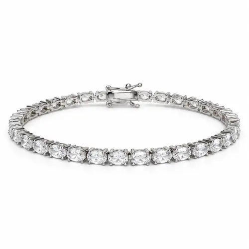 Women's 14K Gold Plated Stainless Steel Sparkling Stud Earrings, Everyday Fashion Accessory with Tennis Chain Bracelets & Bangles Set