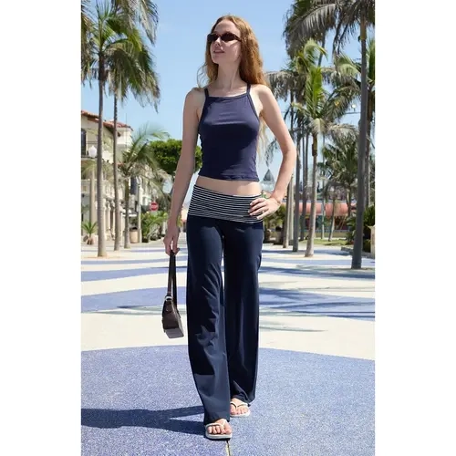 John Galt Women's Blue & White Priscilla Flare Pants