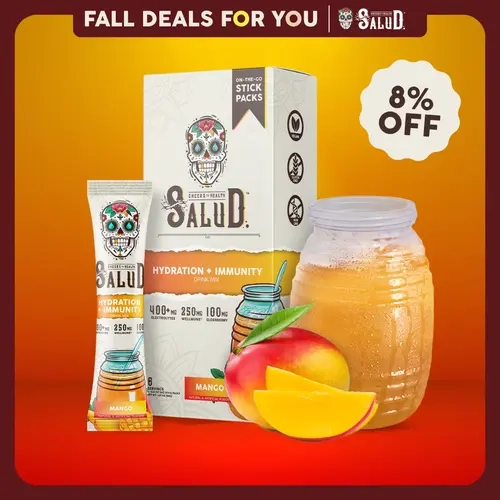 Salud 2-in-1 [Hydration + Immunity - Mango] Electrolytes Powder, Agua Fresca Drink Mix, Elderberry, Dairy & Soy Free, Non-GMO, Gluten Free, Vegan, Low Calorie, 1g Sugar (6 Servings)