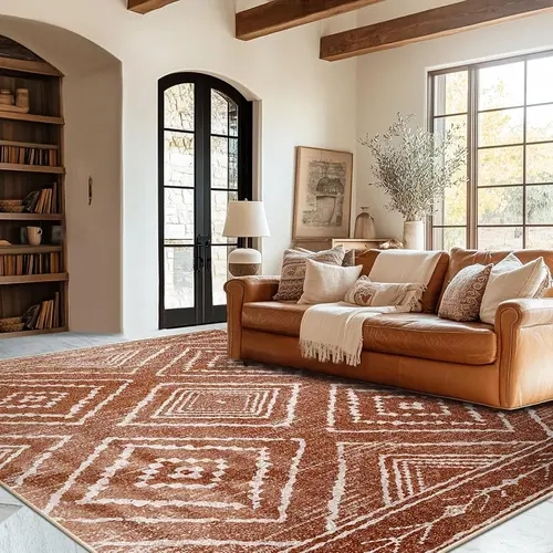 [Group Deal] BESTSWEETIE | 8x10 Washable Area Rug Boho Rugs for Livingroom, Bedroom, Dorm-Soft Faux Wool Farmhouse Decor - Modern Geometric Area Rugs Large Moroccan RugsHome Essential - Family Fun Halloween Gift Idea
