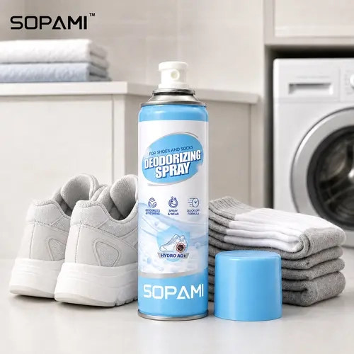 SOPAMI 250ml Quick-Drying Shoe Deodorant Canister Spray, Foot Odor Eliminator & Shoe Smell Remover Refreshing Mist for Sneakers, Boots, Home Fragrance Air Freshener for Closets