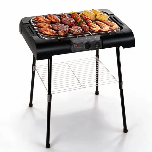 AORAN Portable Electric BBQ Grill - Folding Design, Adjustable Detachable Legs, Countertop Grills Option, Cookout Ready Setup for Camping Cooking, Outdoor Patio Use