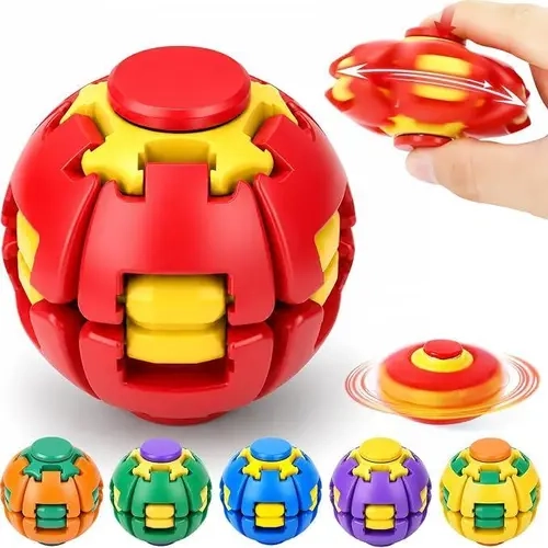 3D Printed Press & Spin Fidget Ball – 360° Rotation, Quiet Desktop Fidget Toy, Smooth Tactile Play for Focus & Relaxation, Portable Pocket-Sized Decompression Gadget