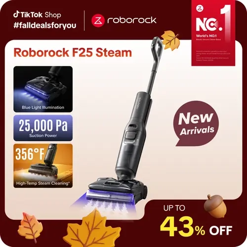 [New Arrival] Roborock F25 series Steam Wet Dry Vacuum Mop, 356°F Cordless Steam Cleaner 25000 Pa Suction for Hard Floor, 203°F Self-Cleaning Electric Mop, 80 Min Long Runtime for Whole-House Cleaning, No Tangle #TikTokShopFallDealsForYou