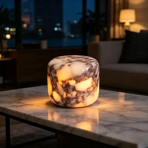 Natural Marble Cordless LED Night Light - Touch Control, 3-Way Dimmable, Rechargeable USB-C Table Lamp, Adjustable Touch Lighting, Indoor Light, Home Decoration Lamp for Bedroom Desk, Aesthetic Decor, Neutral Home Specialty & Decorative Lighting Gift