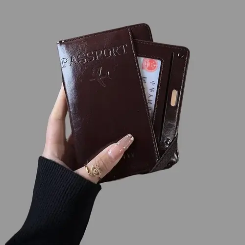 Multifunctional Passport Holder for Men and Women, Travel Document Organizer with Integrated Card Storage and Ticket Holder