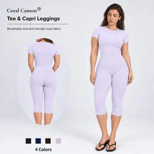 Coral Canton BBL Capris Set SohoChic