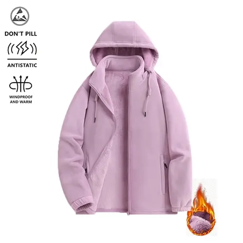 Women's Winter Double-Sided Fleece Zip-Up Hooded Sweatshirt - Oversized, Warm Casual Outerwear Cardigan, Tops for Women