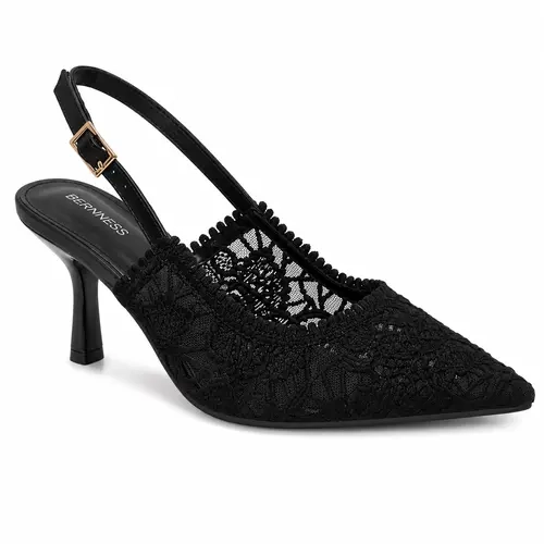 BERNESS Hertha Women's Classy Slingback Strap Heels - 3-in Stiletto Footwear, Pointed Toe, Breathable Floral Lace Sandals for Weddings, Special Events