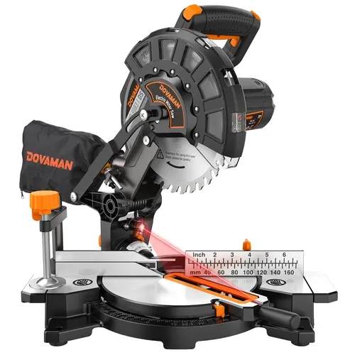 DOVAMAN 8.25 in Compound Miter Saw - Corded Electric Power Saws with 4900RPM Motor, Laser Guide, LED Light, 0-45° Bevel & Miter Cuts for Woodworking DIY Projects