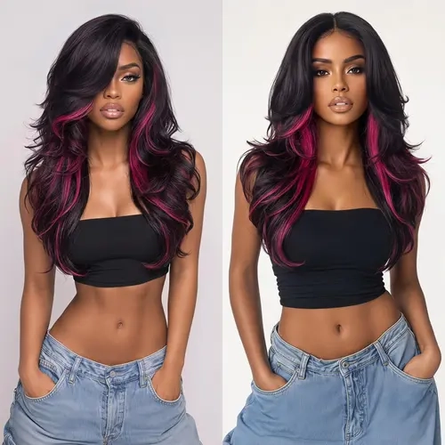 [Detroit Layers] Beginher Hair 24 Inches Big Head Friendly Kash Doll Layers Beginher Hair Extra Full & Voluminous Middle Part Heat Resistance Fiber 250% Density Big Head Friendly T Part Lace Synthetic Pre Cut Glueless Wigs Color SummerVibes