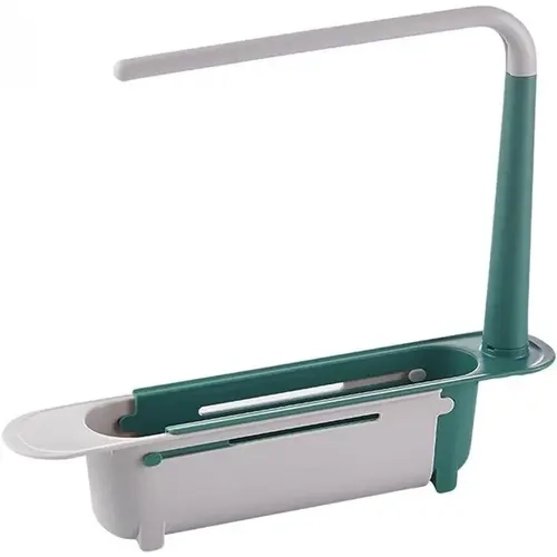 PP Sink Storage Rack - Adjustable, Retractable, Multifunctional House Organizer with Hangable Hanging Rod, Hollow Drain Panels for Kitchen Storage Organization