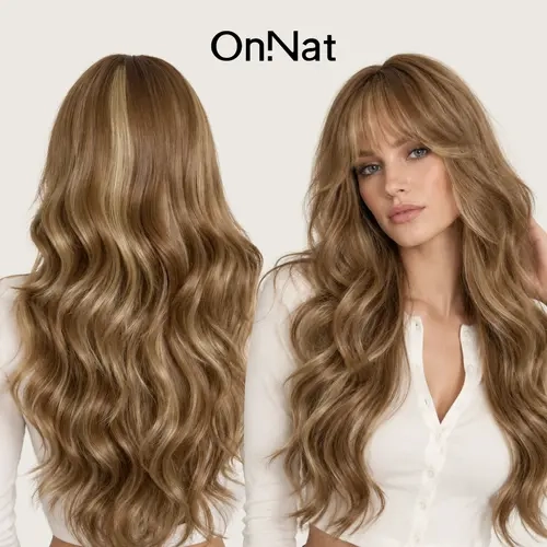 Skylar - OnNat Scalpiana Ultra Silk Top Wig | 24-inch Glueless Beginner Friendly Soft Wavy Synthetic Wig With Bangs Pre-cut Ultra-thin Breathable Cap Ultra Natural Premium Fiber