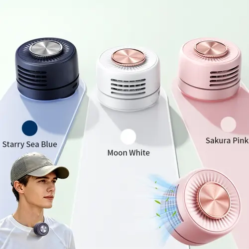 HOOYS Mini Belt Clip Fan - Bladeless Quiet Turbo 3-Speed Battery Operated, 360° Rotatable Air Outlet, Low Noise Rechargeable, 4-in-1 for Collar Waist Bag Handheld, Rated 3W Portable Outdoor Travel USB Mobile Fan