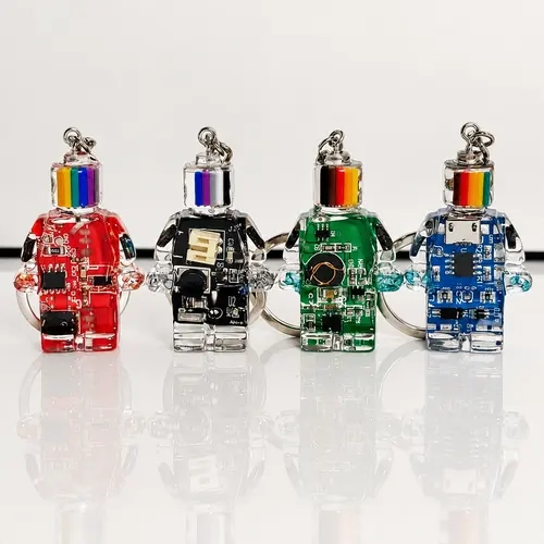 Circuit Board Robot Keychain, Cyberpunk Tech Geek Keychain, Handmade Electronic Accessory, Unique Gift for Computer Lovers, Geeks & Tech Fans