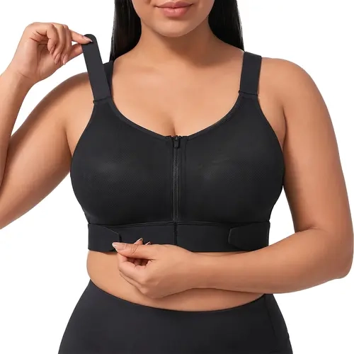 YIANNA Front Zip Sports Bra Wirefree Adjustable Straps Support Workout Bra for Women