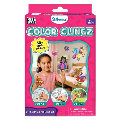 Skillmatics Color Clingz – Reusable Static Stickers  50+ DIY Stickers, Travel Toys, Mess-Free, Window Art & Craft Kit, Gifts for Toddlers, Girls & Boys Ages 3, 4, 5, 6, 7