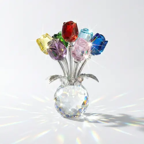 Handmade K9 Crystal Flowers | Gifts for Women Wife GF Daughter | Whimsical Room Decor Decoration Decorative,decorative flower bouquet,festive ornament