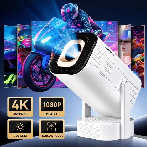 Qawtor Multi-Port Portable Projector, 330 ANSI Lumens, 1080P Native 4K Supported, WiFi 6, Bluetooth 5.0, Built-in Audio Speaker, Remote Control, Tabletop Home Cinema, HDMI USB DC Connection, Phone Wireless Screen Mirroring for iOS/Android