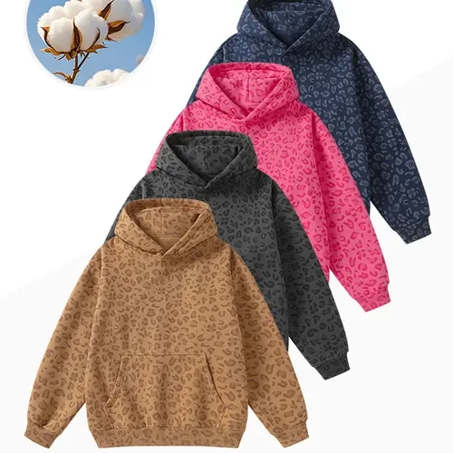 Men's Leopard Print Hooded Pullover Hoodie - Casual Long-Sleeve Streetwear Clothing, Loose Versatile Autumn-Winter Top with Kangaroo Pocket, Gift Idea for Daily Commuting & Outdoor Activities