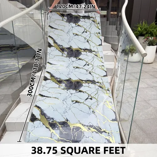 47in x 118.11in Renter-Friendly Repositionable Self-Adhesive Waterproof Marble Wallpaper Roll - Thick Vinyl Wrap, Easy Install, Easy Clean, Sticky Waterproof Wallpaper Film for Indoor Kitchen, Bedroom Walls Decor