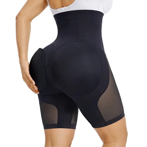 YIANNA Women's High-Waist Tummy Control Shapewear Shorts Fajas with Removable Hip Pads and Butt Lifter Design