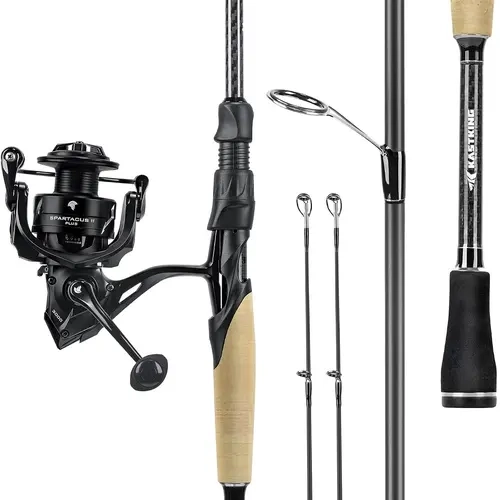 KastKing Spartacus II Plus Twin-Tip Fishing Rod and Reel Combo,Spin: 2000 Reel, 6'6" M (2-Piece + Extra Tip)