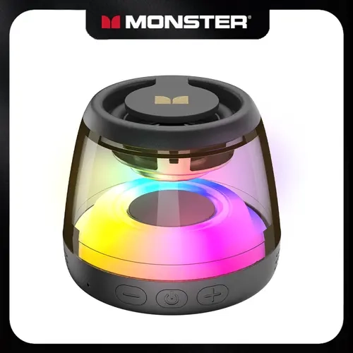 Monster Mini Bluetooth 6.0 Rechargeable Wireless Speaker - Compact RGB Multifunction Colorful Speaker with Light Show, TWS Stereo, 360° Surround Audio, Magnetic Design, TF Card Support, Long Battery Life for Home, Outdoor