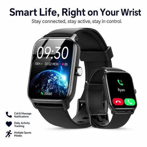 Multifunctional Watch for Men & Women, 2.01" Touchscreen Lightweight Smart Watches, Bluetooth Connectivity, Step Tracker, Call Alerts, Daily Activity Display, Notification Reminder, iOS & Android Compatible (Back to School Haul)