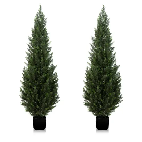 3/4/5/6FT Artificial Cedar Trees - 2-Pack of Realistic Green Coniferous Trees for Home Decor and Office SettingsChristmas Porch Decorations Christmas Porch Decorations