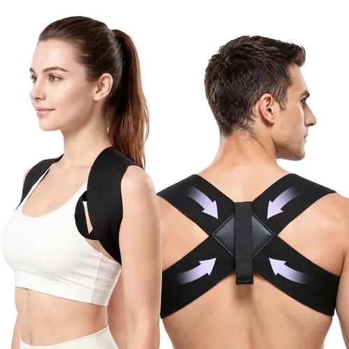 ZENROUS Polyester Breathable Elastic Posture Corrector & Shoulder Training Strap for Men-Women, Adjustable Upper Back Support Band for Home, Office, Gym Workout