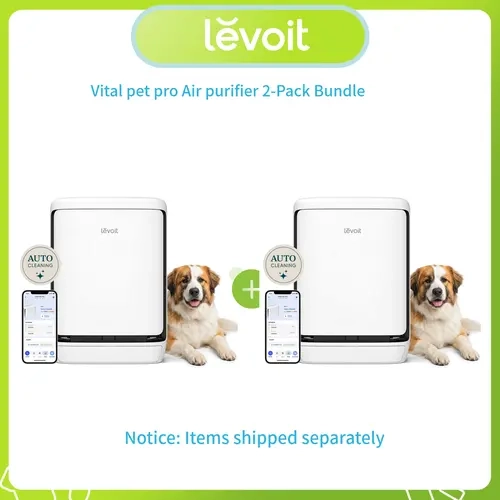LEVOIT Vital Pet Pro Air Purifiers 2-Pack Bundle, for Home Pets Large Room with Washable Pre-Filter, Dual Sensors for Pet Hair & Allergies, High-Carbon Filter for Dander & Odor, Smart APP Control, Dorm & Home Essentials