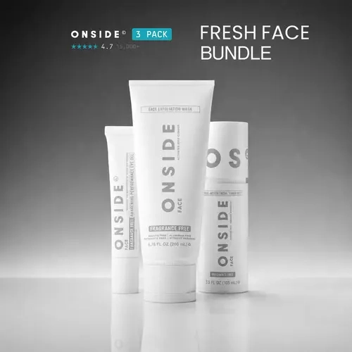 ONSIDE Fresh Face Bundle | Face Exfoliating Wash, Awakening Under-Eye Gel, Face Cleanser Mist